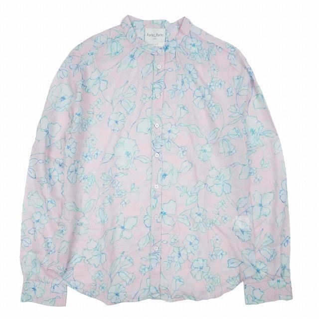 美品 22ss フォルテフォルテ FORTE shirt 花柄 バンドカラー