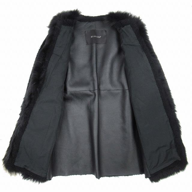 極美品 ブランカ BLANCHA sagafurs ムートン ファー コンビ ノーカラー