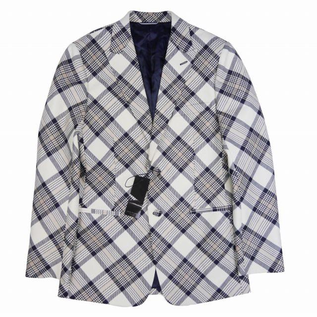 【中古】未使用品 22aw ディオールオム DIOR バイアスチェック テーラードジャケット シングル ピークドラペル/YM12 未使用品 22aw ディオールオム DIOR HOMME バイアスチェック