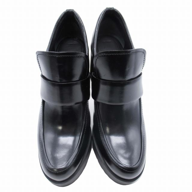 PRADA 美品 プラダ ブラッシュドレザー チャンキーヒール ローファー 