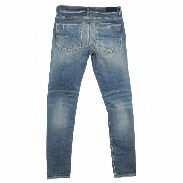 美品 AMIRI 国内正規品 MX1 レザー蛇腹 ダメージ リペア加工 スキニー 美品 アミリ AMIRI MX1 スキニーデニム 蛇腹 レザー バイカー