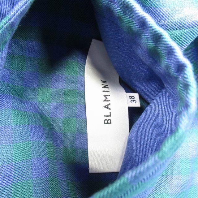 【中古】美品 19ss ブラミンク BLAMINK ギンガムチェック ロングジレ ベルテッド スリーブレスコート ベスト 美品 19ss ブラミンク BLAMINK ギンガムチェック ロングジレ