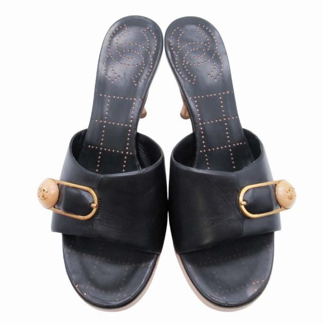 CHANEL（シャネル） 美品 ココマーク ウッドボタン サンダル
