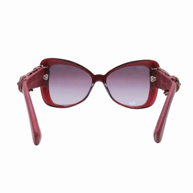 美品 シャネル CHANEL レザー カメリア サングラス キャットアイ