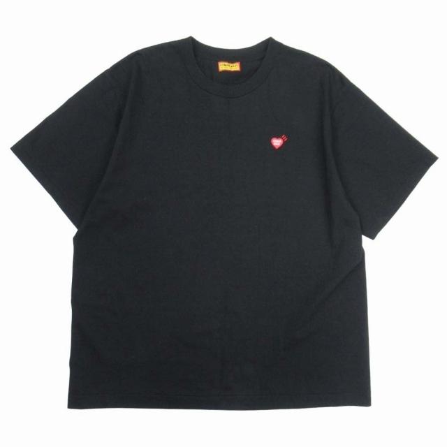 【中古】美品 ヒューマンメイド HUMAN MADE ハートワッペン Tシャツ クルーネック ロゴ バックプリント 半袖 2XL 黒 美品 ヒューマンメイド HUMAN MADE ハートワッペン Tシャツ クルー