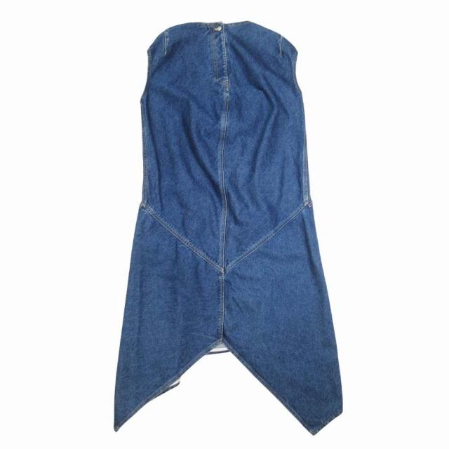 【中古】美品 16aw バレンシアガ BALENCIAGA ウォッシュデニム ドレス フレンチスリーブ ヘムライン ロングワンピース BALENCIAGA（バレンシアガ） 美品 16aw ウォッシュデニム ドレス