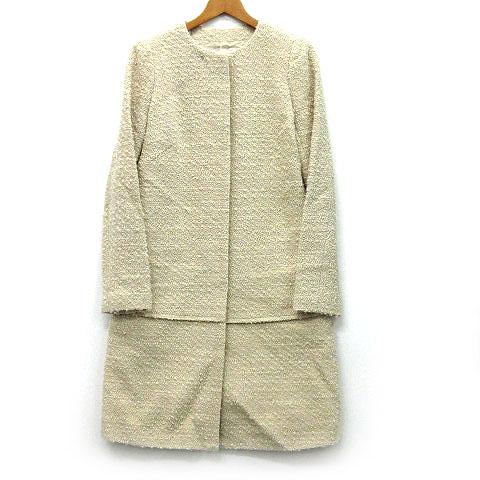 ノーベスパジオ ツイードコート 38 ノーベスパジオ NOVESPAZIO ツイード ノーカラー コート ウール