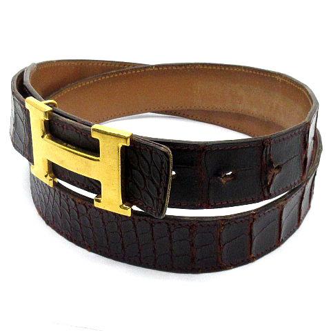 エルメス HERMES ポロサス クロコ リバーシブル ベルト バックル
