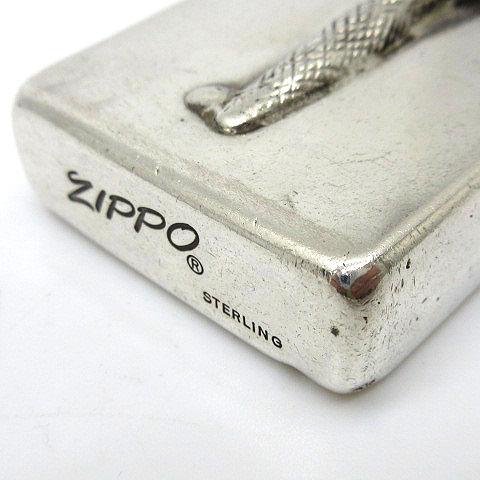 ジッポー ZIPPO 80s スターリングシルバー 立体 スネーク ヘビ オイルライター 激レア ヴィンテージ 着火確認済み