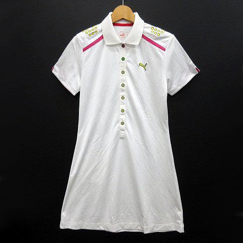 中古 プーマ PUMA ゴルフ ジャージー ポロシャツ ワンピース ポロドレス ホワイト 白 L 900863 レディース 【ベクトル 古着】