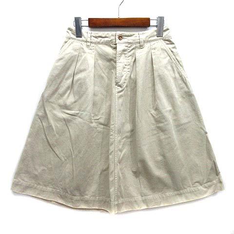 マーガレットハウエル MHL. コットン タック フレア スカート ベージュ