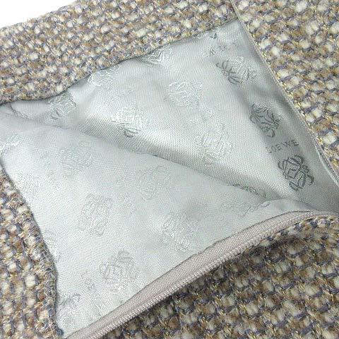 ロエベ LOEWE ウール アンゴラ ツイード タイト スカート ウール 裏  