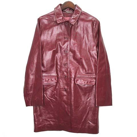 ブレークス BLAKES レザー コート ロング ジャケット ボルドー S 英国  