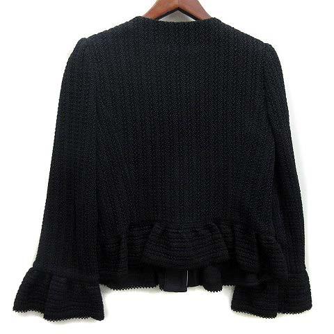 【中古】エムズグレイシー M'S GRACY スーツ 上下 セットアップ ノーカラー ジャケット スカート お花ボタン 38 黒 ブラック 2022SS エムズグレイシー M'S GRACY スーツ 上下 セットアップ ノーカラー