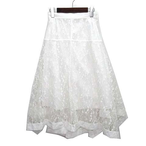 ファーファー furfur ラインレース スカート ロング フレア 白
