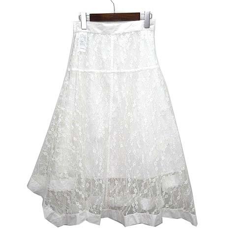 ファーファー furfur ラインレース スカート ロング フレア 白