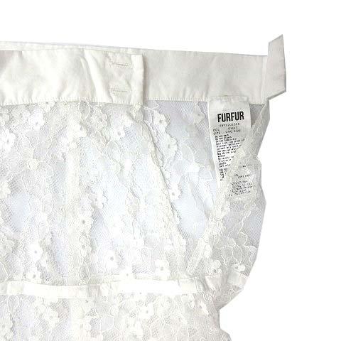 ファーファー furfur ラインレース スカート ロング フレア 白