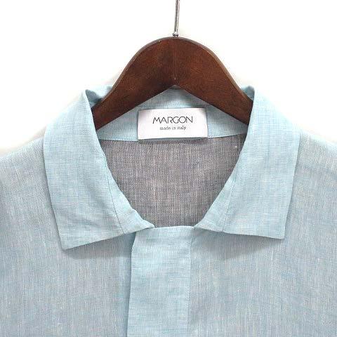 マルゴン MARGON 前後切替 バイカラー リネン シアー シャツ  