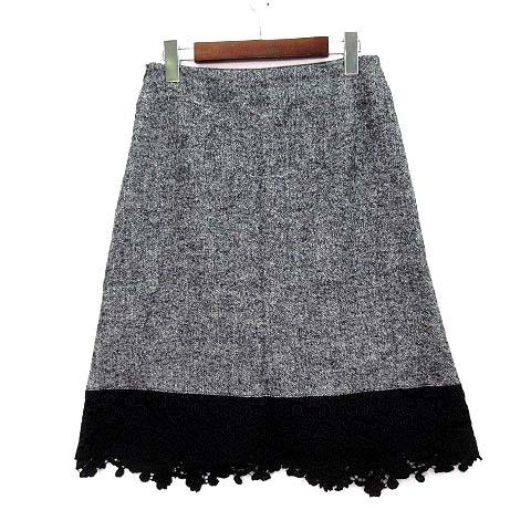 インゲボルグ INGEBORG 裾レース 切替 ウール ヘリンボーン ツイード  