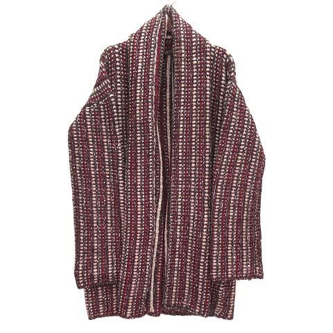 【中古】セオリー Theory ストライプ アルパカ カーディガン ガウン INLAY CARDIGAN HAZY DAY ワインレッド S 2019AW レディース theory（セオリー） ストライプ アルパカ カーディガン ガウン INLAY