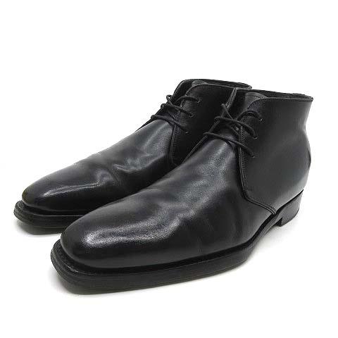 メッカリエロ MECCARIELLO レザー チャッカ ブーツ ブラック 黒 7 約 