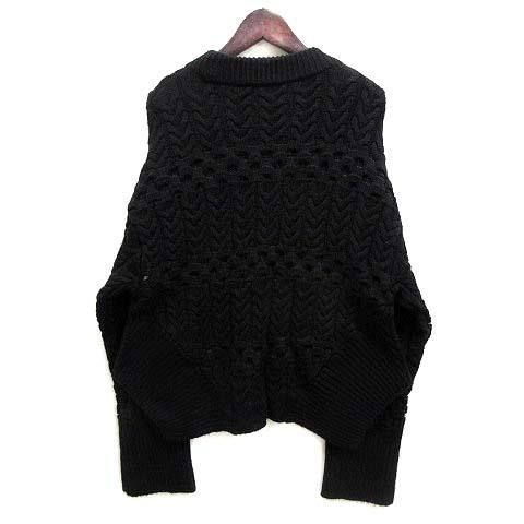 ザラ ZARA リブスリーブ デザインニット セーター 長袖 ブラック 黒 M 