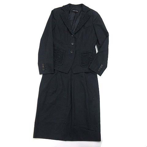 レナランゲ RENA LANGE スーツ 上下 セットアップ ストライプ ギャザー  