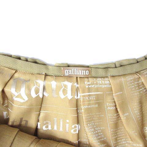 ガリアーノ GALLIANO ウエスト フリル タック スカート 膝丈 ウール混 