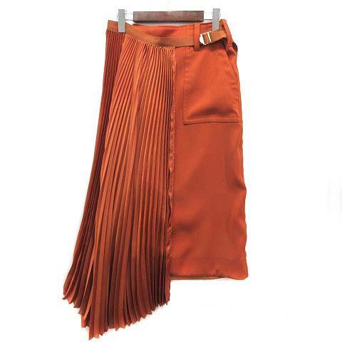 サカイ sacai ソリッド サテン アシンメトリー ラップ スカート  