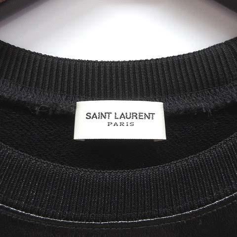 サンローラン パリ SAINT LAURENT PARIS コーティング スウェット トレーナー クルーネック プルオーバー ブラック 黒 XS 405553 ☆AA★｜vectorpremium｜03