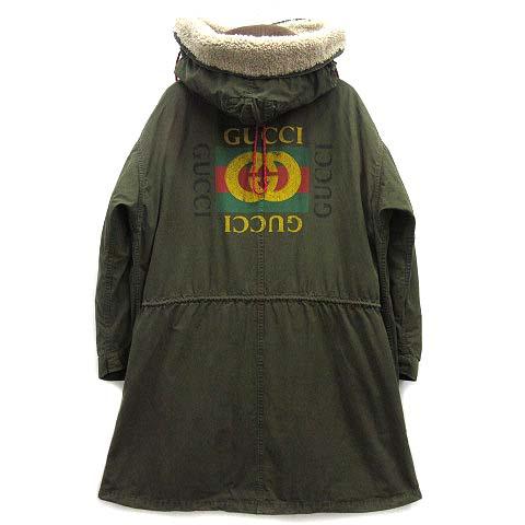 グッチ GUCCI ヴィンテージ加工 バックロゴ モッズコート ライナー付き 