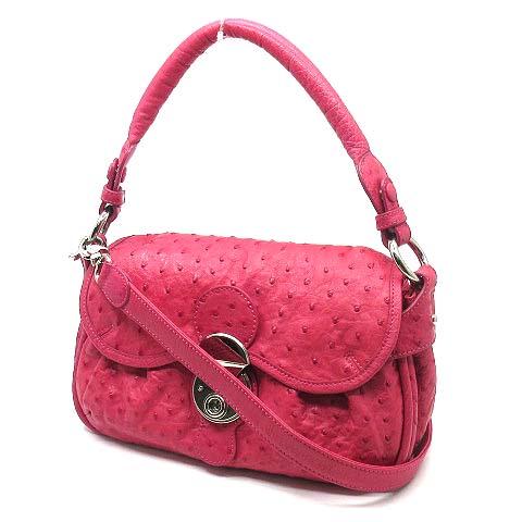 ardericca JRA認定タグ付き オーストリッチ ショルダーバッグピンク ardericca JRA認定タグ付き オーストリッチ ショルダーバッグ