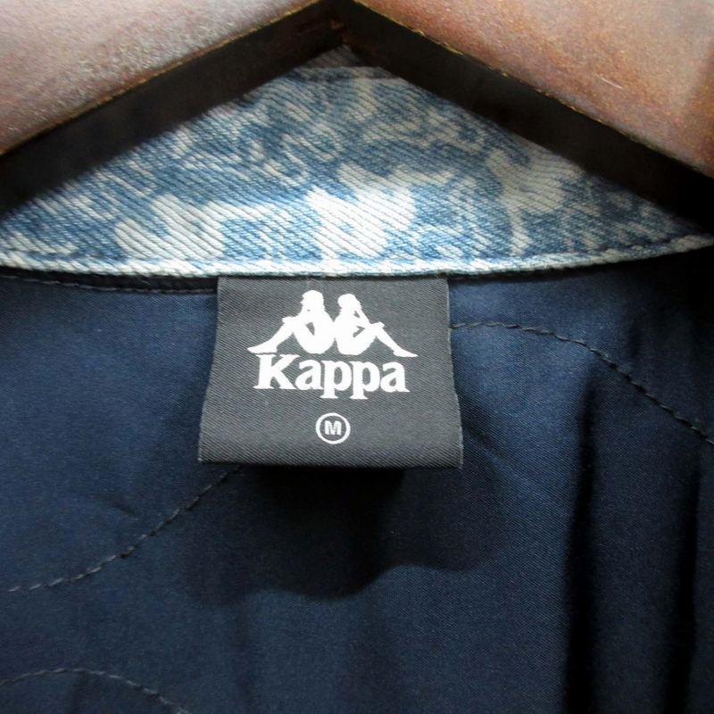 ジーユー GU カッパ Kappa ロゴ 総柄 デニム ロング シャツ ジャケット 