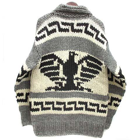 50s～ヴィンテージ カウチンセーター サンダーバード柄 ブルー×アイボリー L サンダーバード カウチン セーター ニット プルオーバー グレー オフ