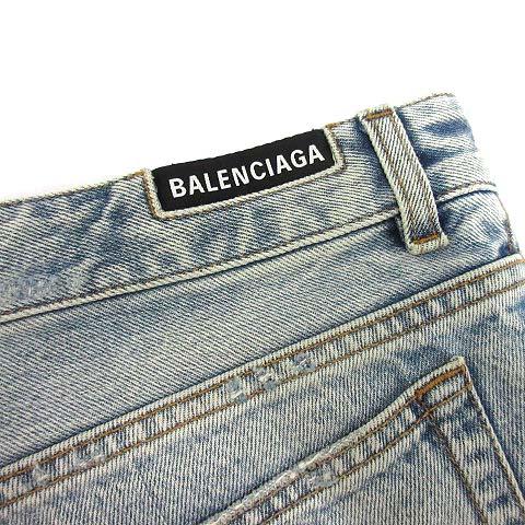 【中古】バレンシアガ BALENCIAGA デニム カットアップ ミニ スカート CUT UP MINI SKIRT 2022AW ライトブルー 36 704541 TDW14 新品同様 BALENCIAGA（バレンシアガ） デニム カットアップ ミニ スカート CUT