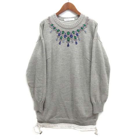 sacai luck - サカイラック ビジューモチーフ ドロスト ニット チュニック 14AW グレー サカイラック sacai luck ビジューモチーフ ドロスト ニット
