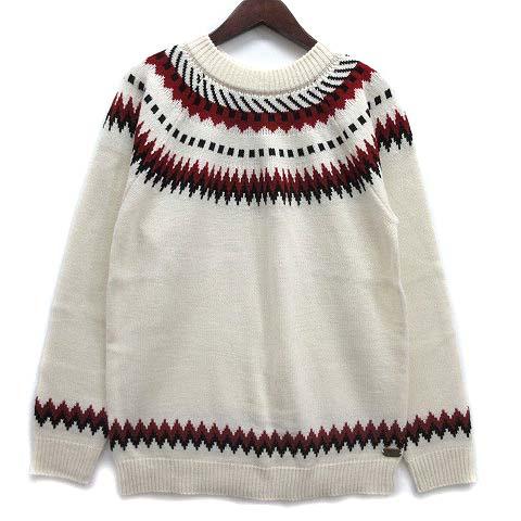 美品✦マークアンドロナ✦23年秋冬✦総ロゴ100%カシミアニットセーターホワイト ブラウンバッグリカー Brown Bag Liquor ノルディック柄 ニット