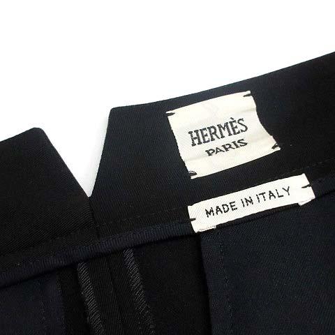 HERMES エルメス 2023AW センタープレス ハイウエスト ワイド パンツ 