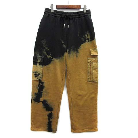 【中古】フェンチェンワン Feng Chen Wang タイダイ スウェット カーゴパンツ ブラック イエロー S 美品 メンズ フェンチェンワン Feng Chen Wang タイダイ スウェット カーゴパンツ