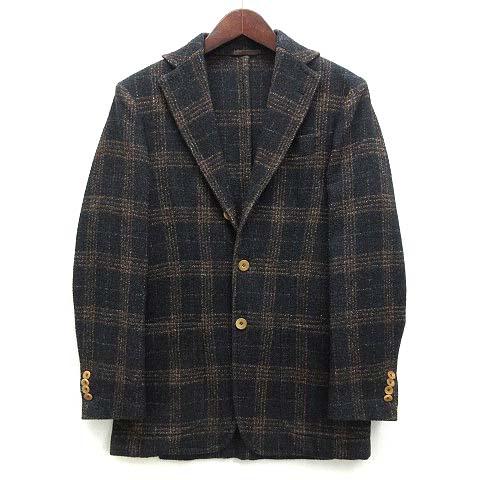 サルトリオ SARTORIO ウール チェック テーラード ジャケット ネイビー 