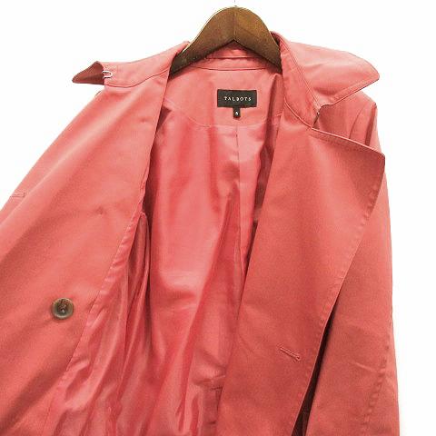 タルボット TALBOTS ミドル丈 トレンチコート サーモンピンク S 