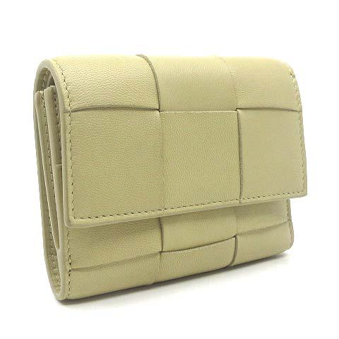 【中古】ボッテガヴェネタ BOTTEGA VENETA カセット マキシ イントレチャート 三つ折り 財布 コンパクトウォレット 651372 ベージュ RFID BOTTEGA VENETA（ボッテガ・ヴェネタ） カセット マキシ イントレ