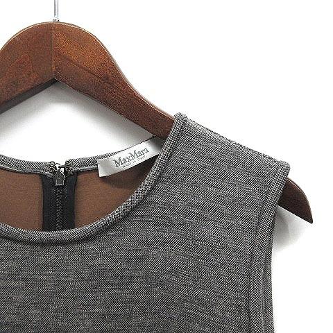 【中古】マックスマーラ MAX MARA 2022AW 白タグ GINNATA ウール ジャージー ボンディング タイト ワンピース ノースリーブ グレー 38 Max Mara（マックスマーラ） MAX MARA 2022AW 白タグ GINNATA ウール