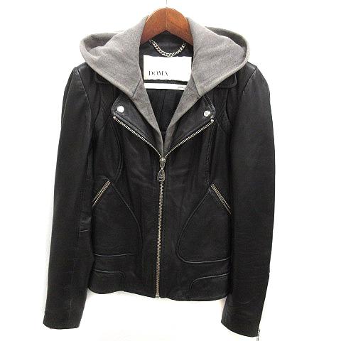 ドマ DOMA フード付き シングル ライダース ジャケット ラムレザー