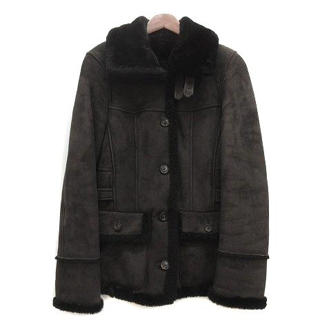 極上 イタリア製 リアル ムートン コート 炭黒 本革 shearling ペレモーダ PELLE MODA ムートン コート ジャケット 羊毛