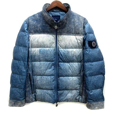 ジーステージ G-stage デニム プリント 切替 フーデット ダウン