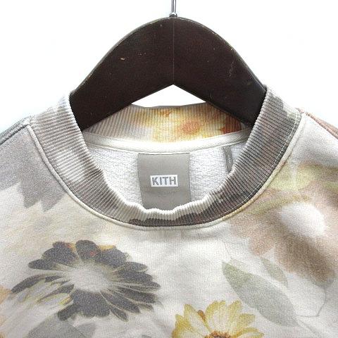 【中古】キス KITH Waffle フラワー 花柄 スウェット トレーナー 裏起毛 長袖 オフホワイト XS KHW030251 レディース キス KITH Waffle フラワー 花柄 スウェット トレーナー 裏起毛 長袖