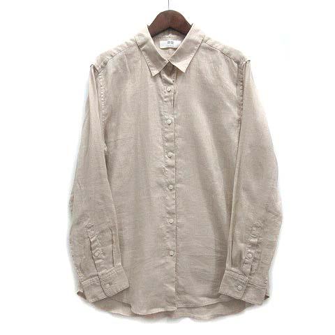ユニクロ UNIQLO プレミアム リネン シャツ 長袖 ベージュ L 231