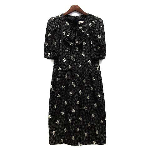 ハナエモリ HANAE MORI ローズ ドット プリント パフスリーブ