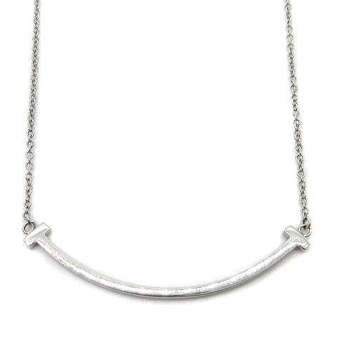 ティファニー　スマイルネックレス　スモール　k18wg ホワイトゴールド正規品 ティファニー【Tiffany＆co】Tスマイル ペンダント スモール K18WGの